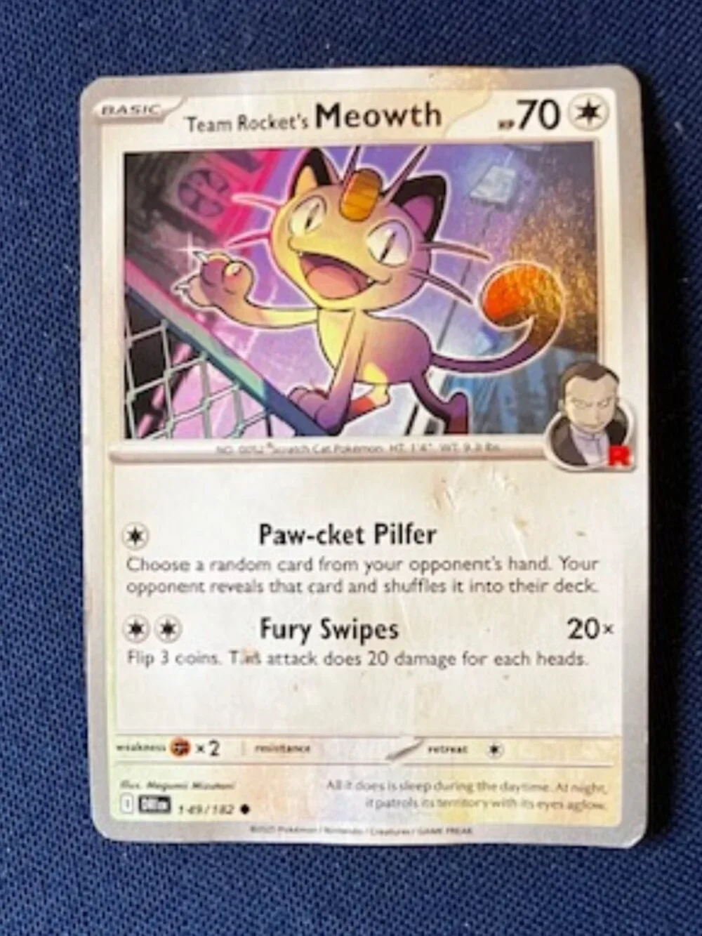 Pokemon Team Rocket's Meowth No. 70 Card